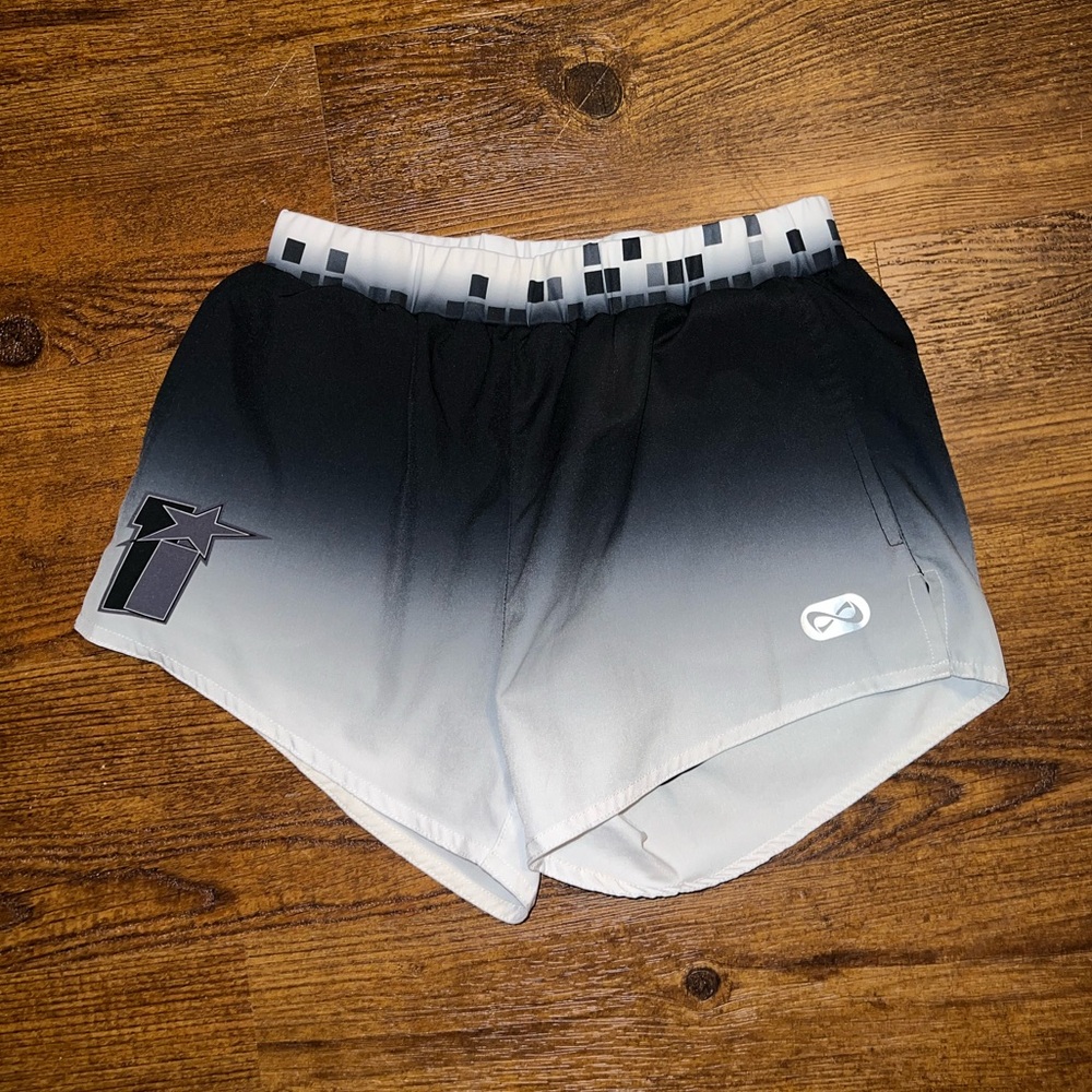 NFINITY Black & White Gradient Ombre Athletic Cheer Shorts Juniors Size XS